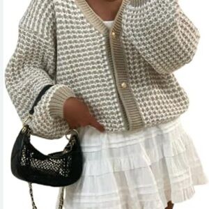 Amazon Women's Cream and Tan Sweater cardigan